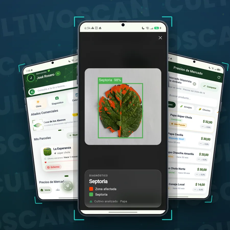 CultivoScan — Diagnóstico agrícola con IA directamente desde el teléfono.
