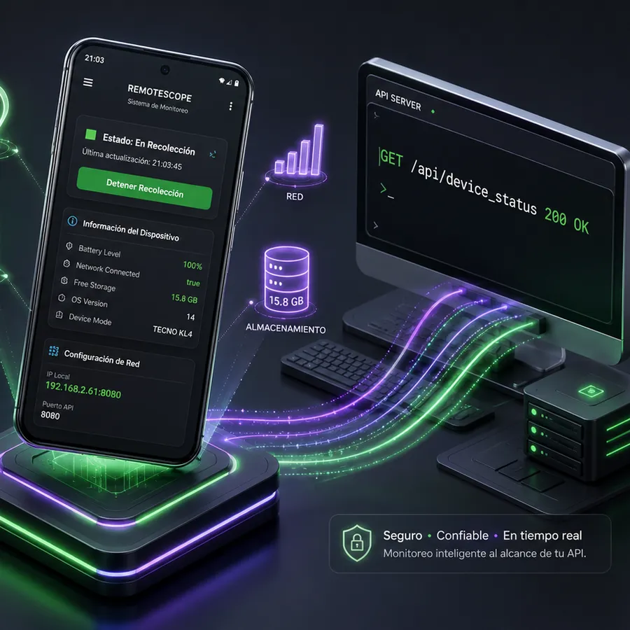 RemoteScope — Un teléfono Android convertido en servidor ligero de telemetría.